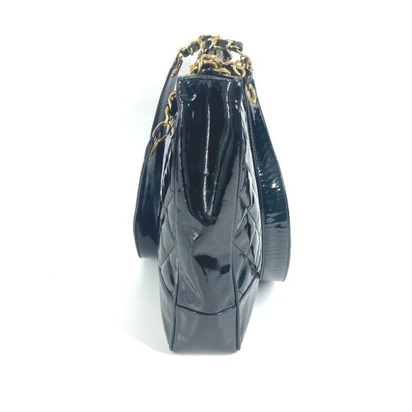 CHANEL Quilted Double Chain Bag Shoulder Bag enamel Black/Gold - Picture 7 of 15